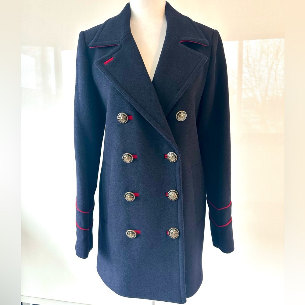 NWT BCBG Navy Marine Double Breasted Wool Coat